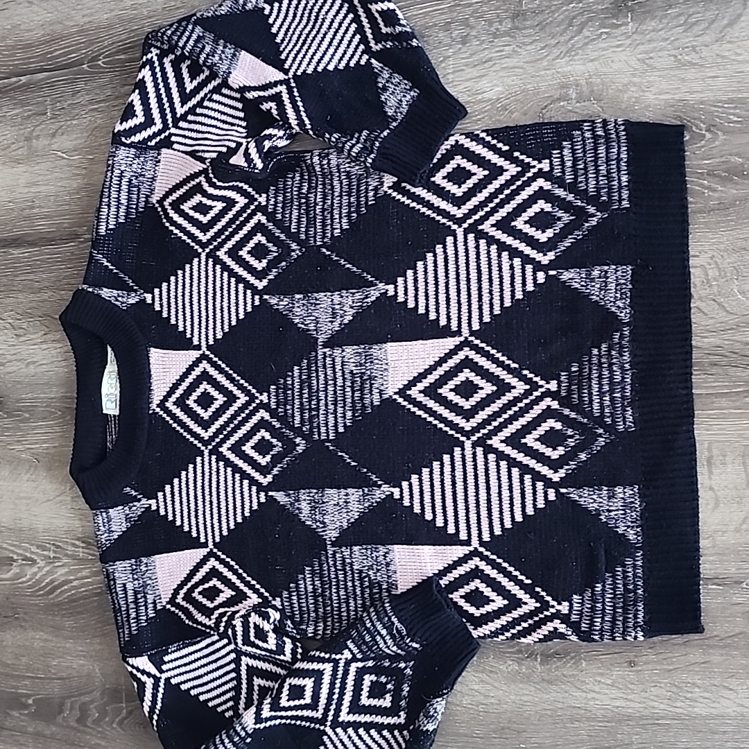 Vintage Ricki Division Of Miss Erica Abstract Geometric Pattern Knit Sweater